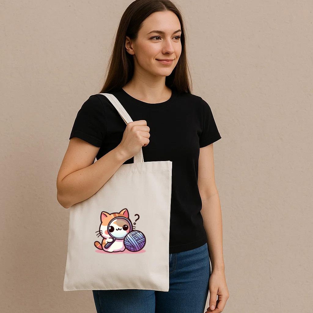 Cat Peaceful Artistic Canvas Tote Bag