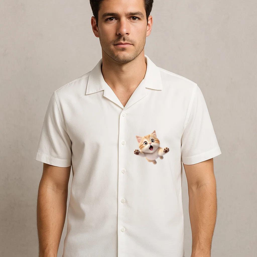 Cat Smiling Realistic Hawaiian Shirt