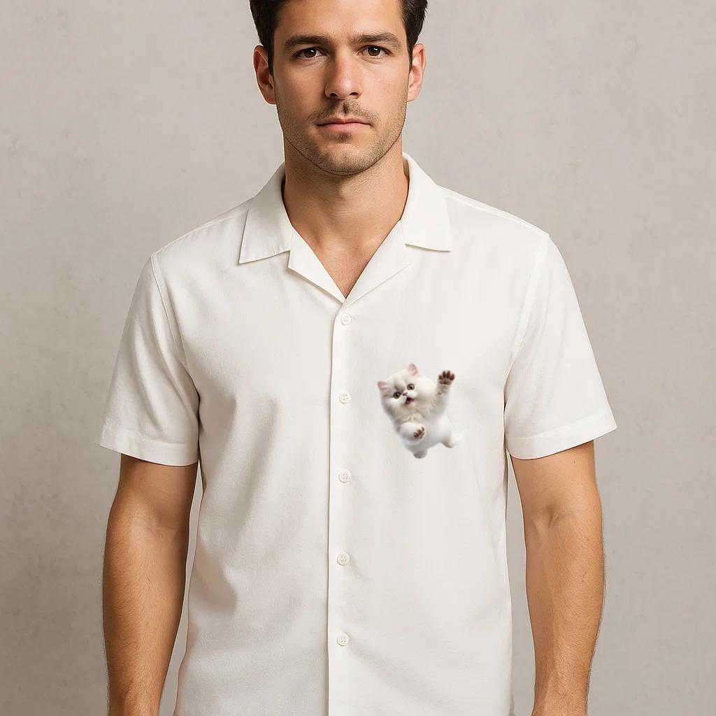 Cat Snuggly Stylized Hawaiian Shirt
